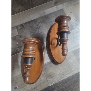 Vtg Homco Wood And Metal Wall Sconce Candle Holders